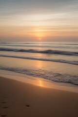 Fototapeta premium Golden sunset over gentle ocean waves