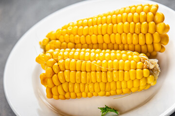 boiled corn cob natural food fresh appetizer meal food snack on the table copy space food background rustic top view keto or paleo diet vegetarian vegan