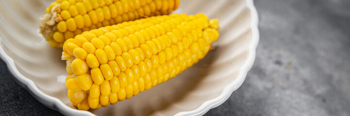 boiled corn cob natural food fresh appetizer meal food snack on the table copy space food background rustic top view keto or paleo diet vegetarian vegan