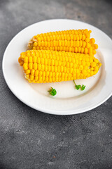 boiled corn cob natural food fresh appetizer meal food snack on the table copy space food background rustic top view keto or paleo diet vegetarian vegan