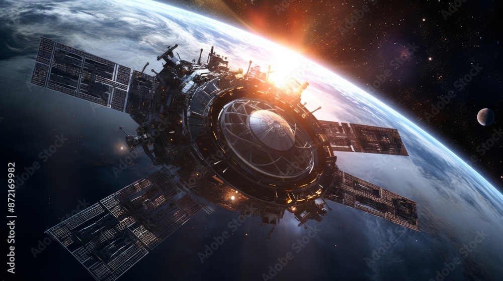 Wall mural spaceships in outer space.