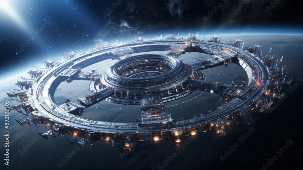 Wall mural spaceships in outer space.