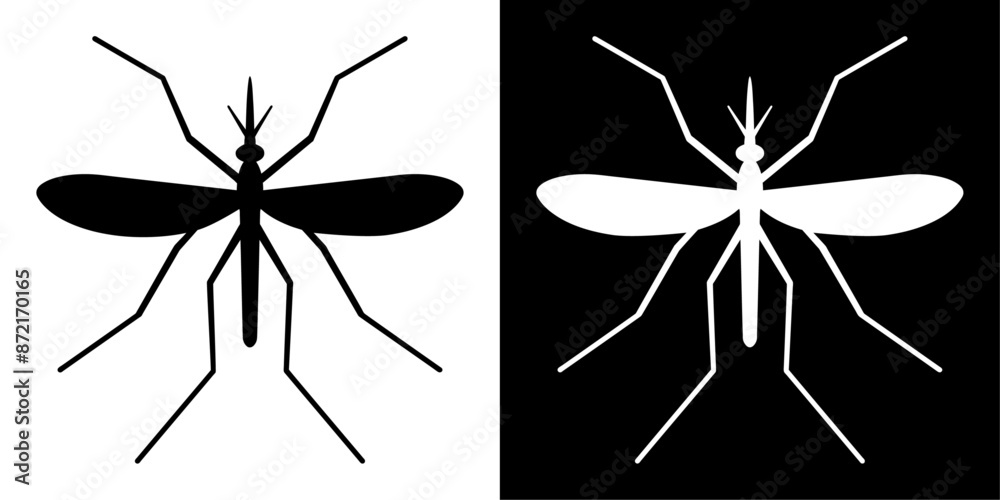 Wall mural ofvs627 OutlineFilledVectorSign ofvs - mosquito vector icon . culicidae . dengue chikungunya fever . aedes aegypti . isolated transparent . outline and filled version . AI 10 / EPS 10 / PNG . g11970