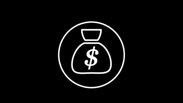 Dollars money coin icon,on a black background..
