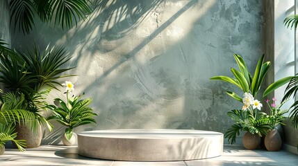 3d podium stand for product presentation with summer concept