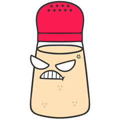 angry face expression spice shaker cartoon illustration