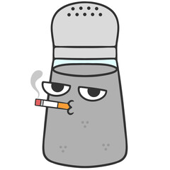 smoking face expression pepper shaker cartoon illustration