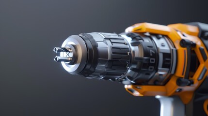 High Definition Close-Up of Electric Drill with Model Details for Precision Engineering Design