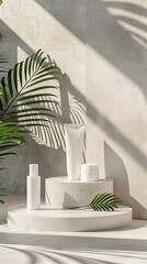 Creme lotion cosmetics podium presentation mockup
