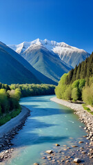 sky,mountain,river,Generative AI