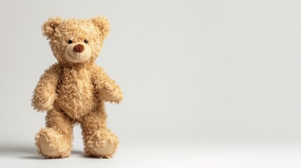 Obraz premium A cuddly teddy bear standing alone on a white background