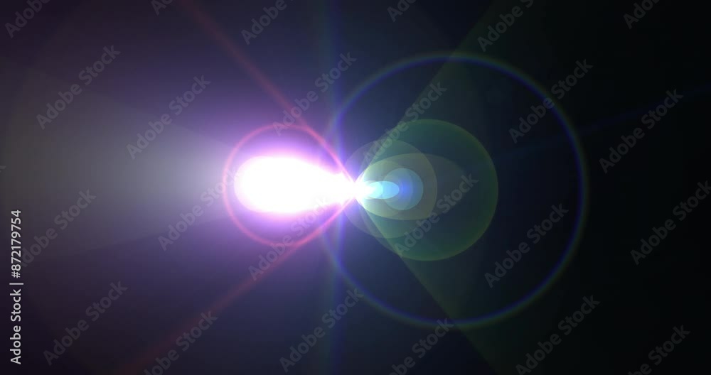 Aufkleber Light, transition moving of flare, dark and bokeh in galaxy, energy and speed of abstract and star. Night, particles and glitter with glow, neon and wallpaper of spark in cosmos, universe or isolated