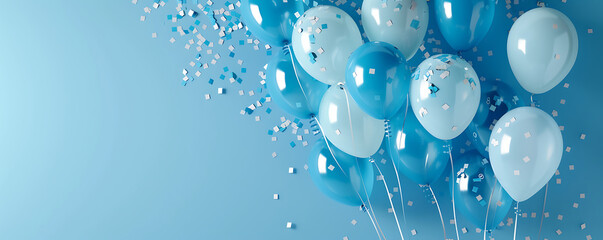 Blue boy birthday balloons simple background