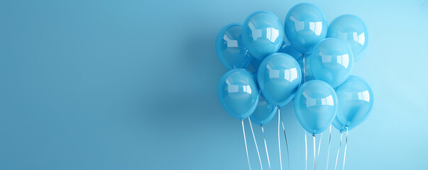 Fototapeta premium Blue boy birthday balloons simple background