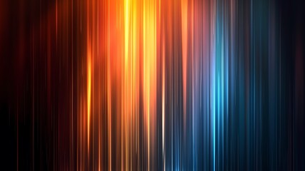 Abstract background with neon light stripes and glow lines on a dark backdrop, blue and orange, concept of digital technology. Web banner design