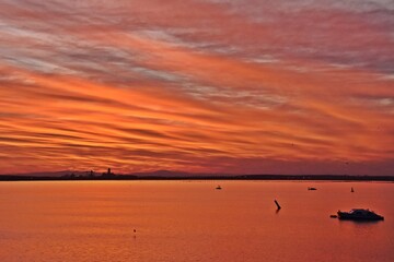 Landscape with a beautiful sunrise over the Saldanha Bay