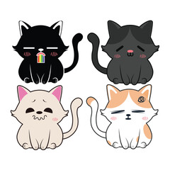 Obraz premium Vector set of kawaii cats Isolated on white background