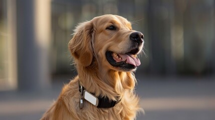 Labrador dog with digital screen and GPS modul