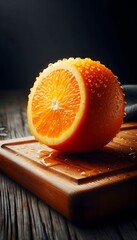 orange on a wooden table