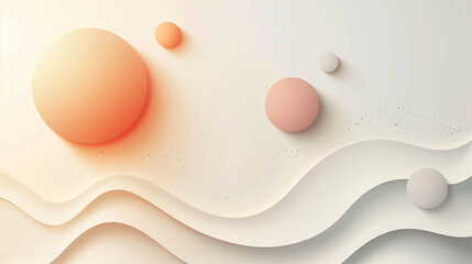 Abstract Pastel Circles & Wavy Lines on Light Background