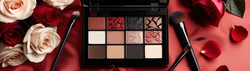Fototapeta premium Elegant complete makeup palette, every day is a special day, allinone for various looks