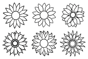 Sunflower flower line art Graceful pen renditions of sunflowers