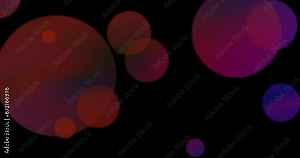 Poster Bubbles, color and night with light, circle and transaction in galaxy of space, fantasy and energy. Moving, spark and dark in sky for universe, particles and bokeh of texture, shine and glow