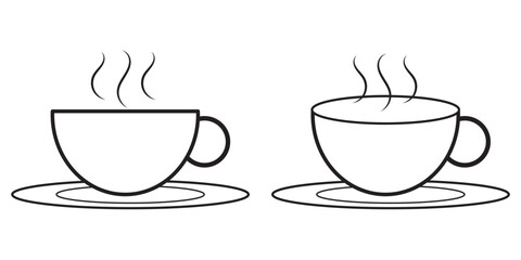 Coffee cup icon. Set of vector cups with coffee. Coffee cup logo.