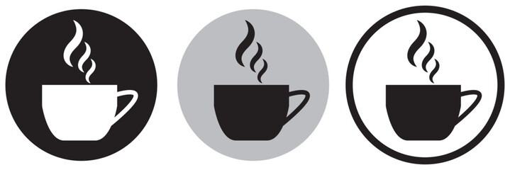 Coffee cup icon. Set of vector cups with coffee. Coffee cup logo.