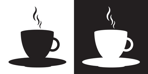 Coffee cup icon. Set of vector cups with coffee. Coffee cup logo.