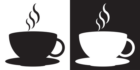 Coffee cup icon. Set of vector cups with coffee. Coffee cup logo.