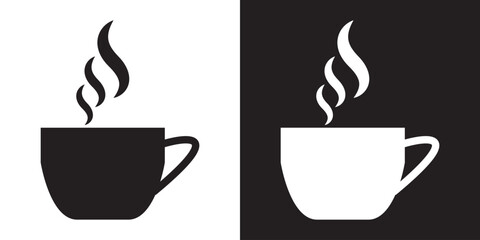 Coffee cup icon. Set of vector cups with coffee. Coffee cup logo.