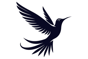 Fototapeta premium Humming bird silhouette style vector hand draw art with white background