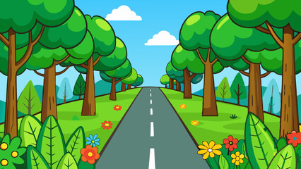 generata vector art background of a forest road