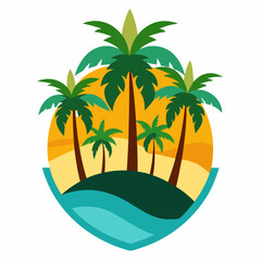 tropical island with palm trees