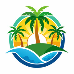 tropical island with palm trees