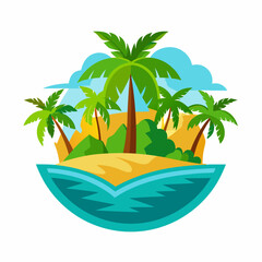 tropical island with palm trees