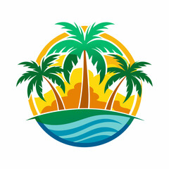 tropical island with palm trees