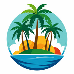 tropical island with palm trees