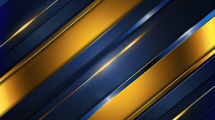 Fototapeta premium Abstract blue and gold stripes background with metallic gradients.