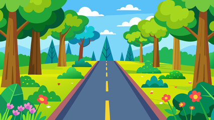 generata vector art background of a forest road