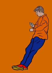 young man looking at mobile