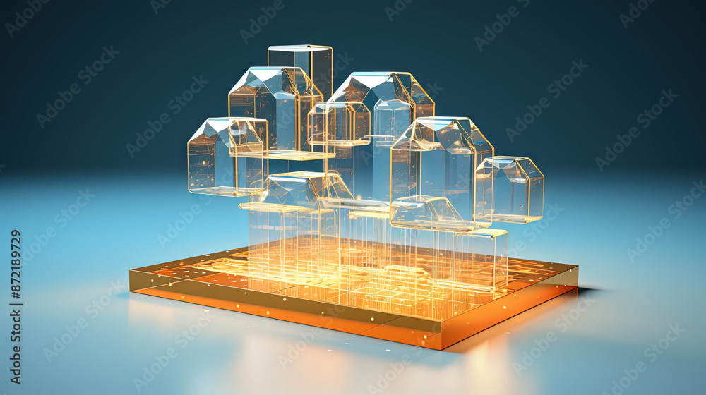 Poster Data cloud structure concept with digital technology cloud sign for online backup and network compute power service.