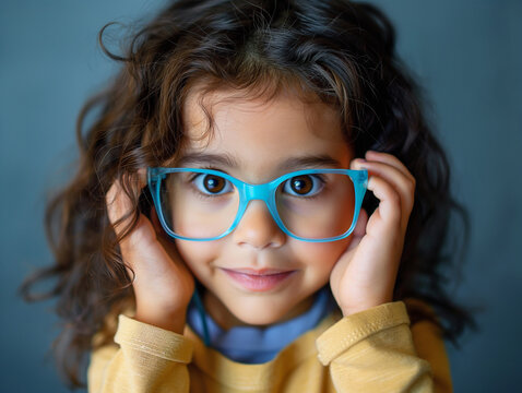 Portrait of a child wearing glasses