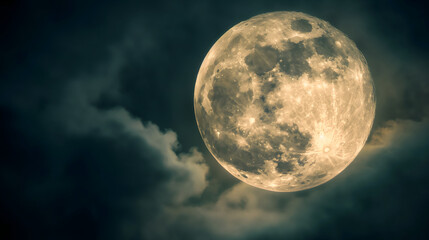 A large full moon in a night sky