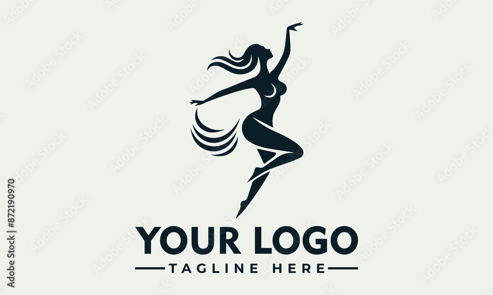 Sticker Dancing Woman Character Vector Logo Unleash the Symbolism of Movement, Grace, and the Joy of Dance Embrace the Excitement, Energy, and Unwavering Passion for Dance with the Enchanting Dancing Woman