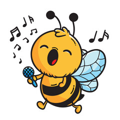 cute bumble bee singing cartoon character