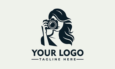 Photography Woman Vector Logo Symbolize Storytelling, Visual Expression, and the Spirit of Photography