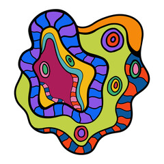 Creative fantasy doodle abstraction for coloring book, crazy surrealistic card isolated on white.