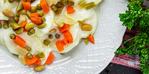 potato vegetables second course fresh meal food snack on the table copy space food background...